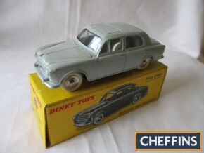 French Dinky 521 Berline 403 Peugeot, grey, spun hubs, white tyres, near mint, box fine