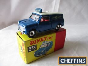 Dinky 273 RAC Patrol Mini Van, blue and white, spun hubs, near mint, fine box