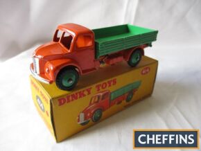 Dinky 414 Rear Tipping Wagon, orange and green, ridged hubs, near mint, fine box