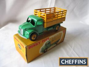 Dinky 343 Farm Produce Wagon, yellow and green, ridged hubs, near mint, good box