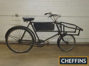 Tradesman's bicycle, small front wheel, carrier and banner plate, for restoration