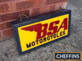 BSA Motorcycles, a hanging illuminating sign