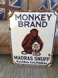 NOT FORWARD Monkey Brand Madras Snuff enamel sign