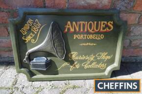 Antiques Portobello, a vintage style wooden sign, boxed