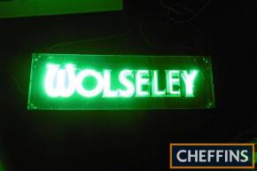 Wolseley, a neon illuminating hanging sign 40x12ins, Perspex front, believed by Bri-Lite