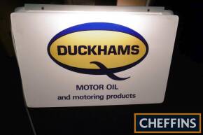 Duckhams Q Motor Oil and Motoring Products, a dealership double sided illuminating hanging sign (NOS) 24x16ins