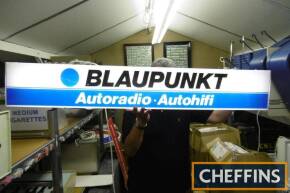 Blaupunkt, a dealership double sided hanging illuminated sign 50x8ins