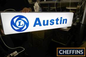 Leyland Austin, a 48x13ins double sided hanging illuminated sign