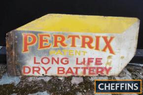 Pertrix Patent Long Life Dry Battery, a double sided enamel sign in the form of a car battery 25x12ins