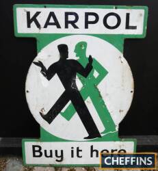 Karpol Buy It Here, a pictorial enamel sign (some retouching) 29x21ins