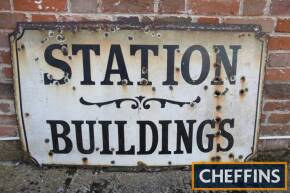 Station Buildings, an enamel sign (losses) 45x27ins