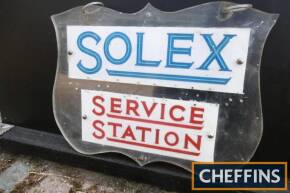 Solex Service Station, double sided hanging Perspex sign of shield form 20x15ins