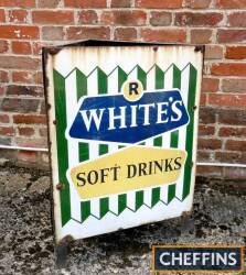 R White's Soft Drinks, a 3-sided enamel sign waste bin 29ins tall