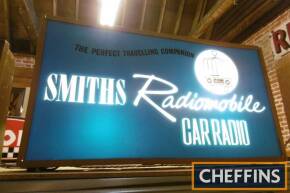 Smiths Radiomobile Car Radio, a wooden framed illuminated sign 31x17ins