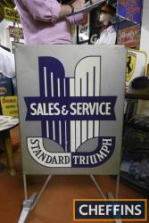 Standard Triumph Sales & Service, a double sided floor standing printed tin sign 34x18ins