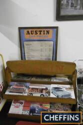 Austin point of sale sales brochure stand complete with brochures and framed price list c1966