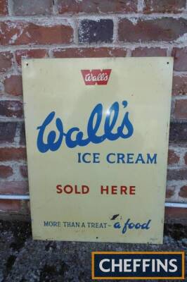 Wall's Ice Cream Sold Here, a printed tin double sided sign 24x18ins