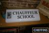 Rolls-Royce Chauffeur School, a Goodwood Revival created hanging illuminated sign t/w a genuine chauffers hat