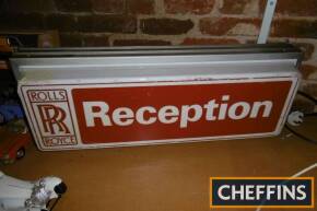 Rolls-Royce Reception, a single sided hanging illuminated sign (damaged) 30x12ins