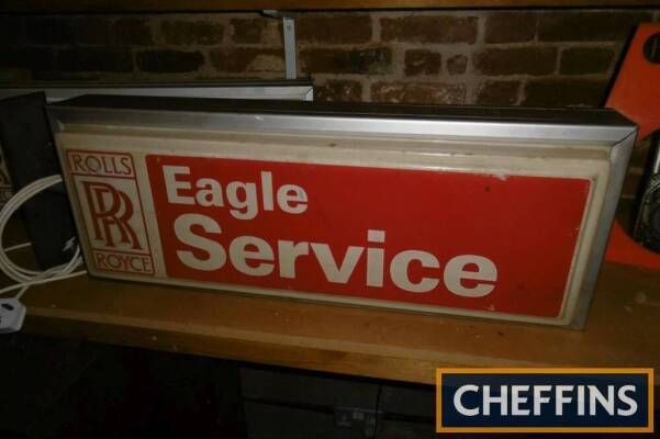Rolls-Royce Eagle Service double sided wall mounting illuminated sign 31x12ins