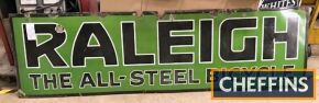 Raleigh The All-Steel Bicycle, a green enamel sign 84x24ins