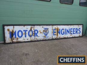 Motor Engineers AA Appointed Garage, a large enamel sign mounted in a wooden frame, some losses, 12ft x 2ft 3ins