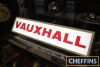 Vauxhall, a dealers hanging illuminated sign c1960s, metal body, Perspex front, working order 48x10x5ins