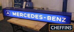 Mercedes-Benz, a double sided hanging showroom illuminated sign, 1820 x 230 x 210mm, original in working order c1970s