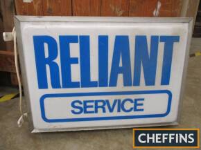 Reliant Service, an original double sided, wall mounting forecourt illuminating sign, 24x17ins