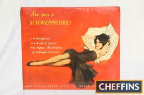 Schweppes tin sign 13 1/2x11 1/2ins Reads - `Are You a Schweppicure?`