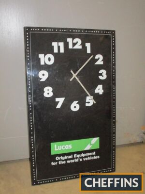 Lucas, Perspex showroom clock, various car marques to the border