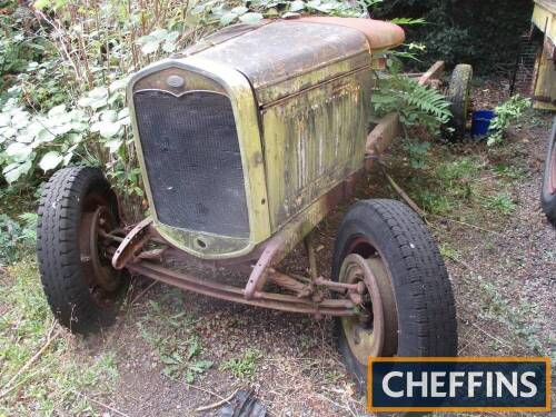 Ford Model AA truck rolling chassis. Complete with 4cylinder engine, gearbox and transmission in situ as well as the bonnet tinwork, radiator, bulkhead and controls.