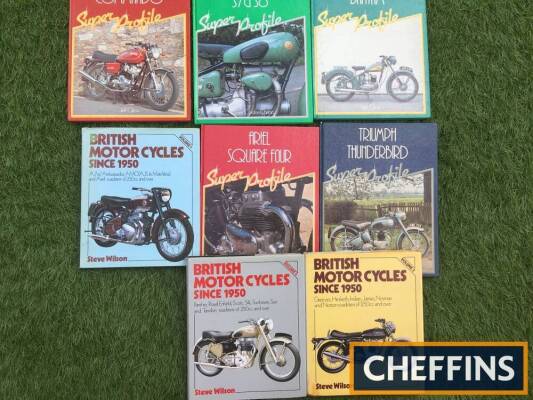 Motorcycle books in Superprofile series Ariel/Sunbeam/Norton/Triumph, along with British Motorcycles Since 1950 volumes 1,3 and 4, covering Greeves Panther, Ariel, Enfield, Sunbeam, Sun, Hesketh, Norton, Indian, AJS, AMC