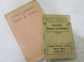 1938 Power Farming for Crops and Stock 201pp, 1930s Sunshine Harvester reaper/binder handbook