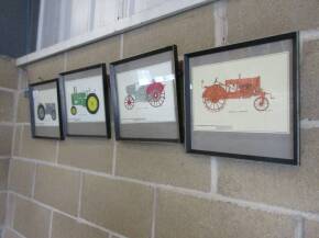 Set of detailed framed tractor prints, Titan 10/20, Allis Chalmers WC, Ferguson TEF-20 and John Deere A