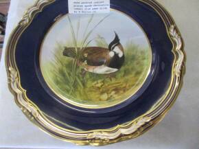 Hand painted cabinet plates spode decorative cobalt blue game birds by A Wallis (6)