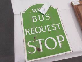 WCT Bus Request double sided enamel sign