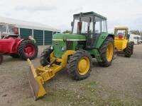 1977 JOHN DEERE 3130 6cylinder diesel TRACTOR Reg. No. OES 835R Serial No. 237430 Fitted with a front bulldozer blade, offered for sale without lift arms but with current V5C documentation