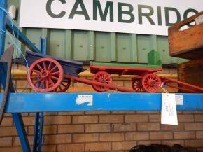 Scratchbuilt horse drawn wooden cart t/w another being a 'Courage' dray