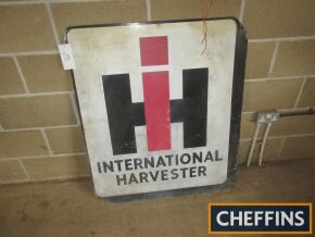 IH steel sign 42ins x 36ins depicting large IH with `International Harvester` beneath