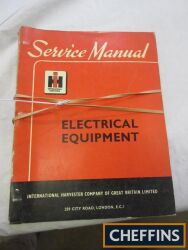 IH service manual for electrical equipment, together with an IH BTD-20 crawler operators manual and an IH B-275 tractor service manual