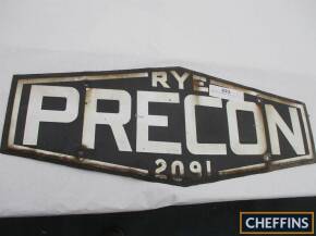 Rye Pre Con enamel sign