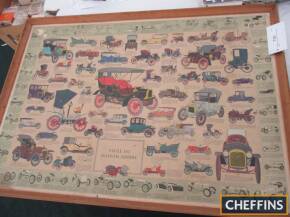 Vintage car poster, on hard board in frame