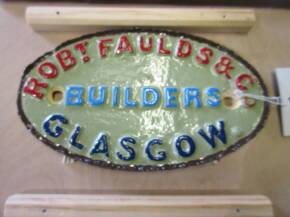 Robt. Faulds & Co. Builders Glasgow - a cast name plate