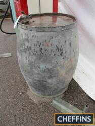 Vintage galvanised old early oil barrel from The Anglo American Oil Company