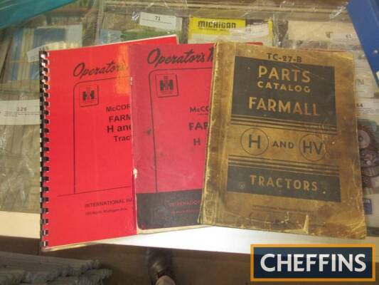 Manuals, parts book and drivers handbook for a Farmall H