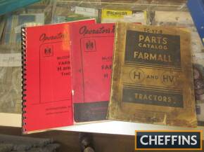 Manuals, parts book and drivers handbook for a Farmall H