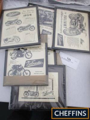 6no. framed posters of various Velocette motorcycles