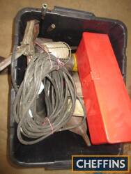 Box of funnels and oil cans etc.