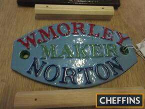 W Morley Maker Norton - a cast name plate